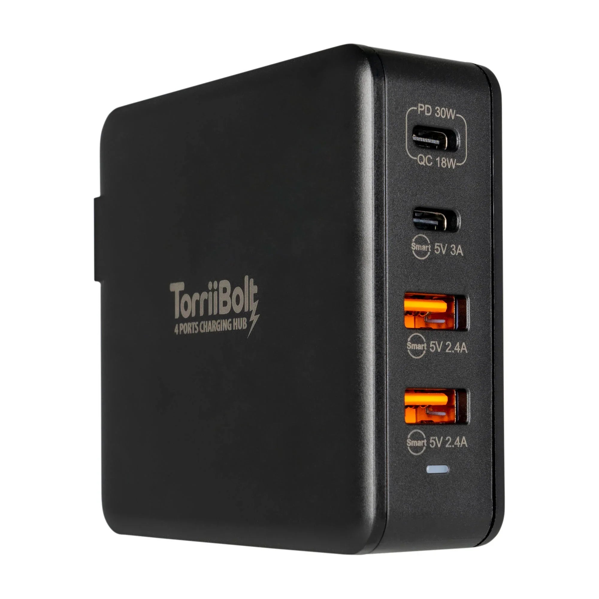 Torrii Bolt 4 Port Charging Hub with 2 USB-C & 2 USB-A QC 3.0 - Black - Tashqila Torrii Bolt 4 Port Charging Hub with 2 USB-C & 2 USB-A QC 3.0 - Black - Tashqila